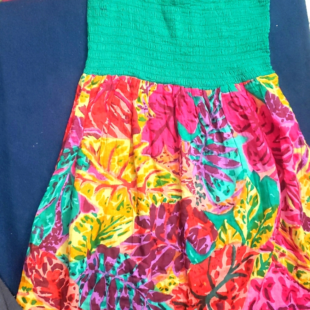 Long floral strapless dress